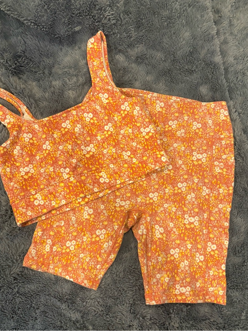 LOFT Orange Floral Crop Top & Shorts Set